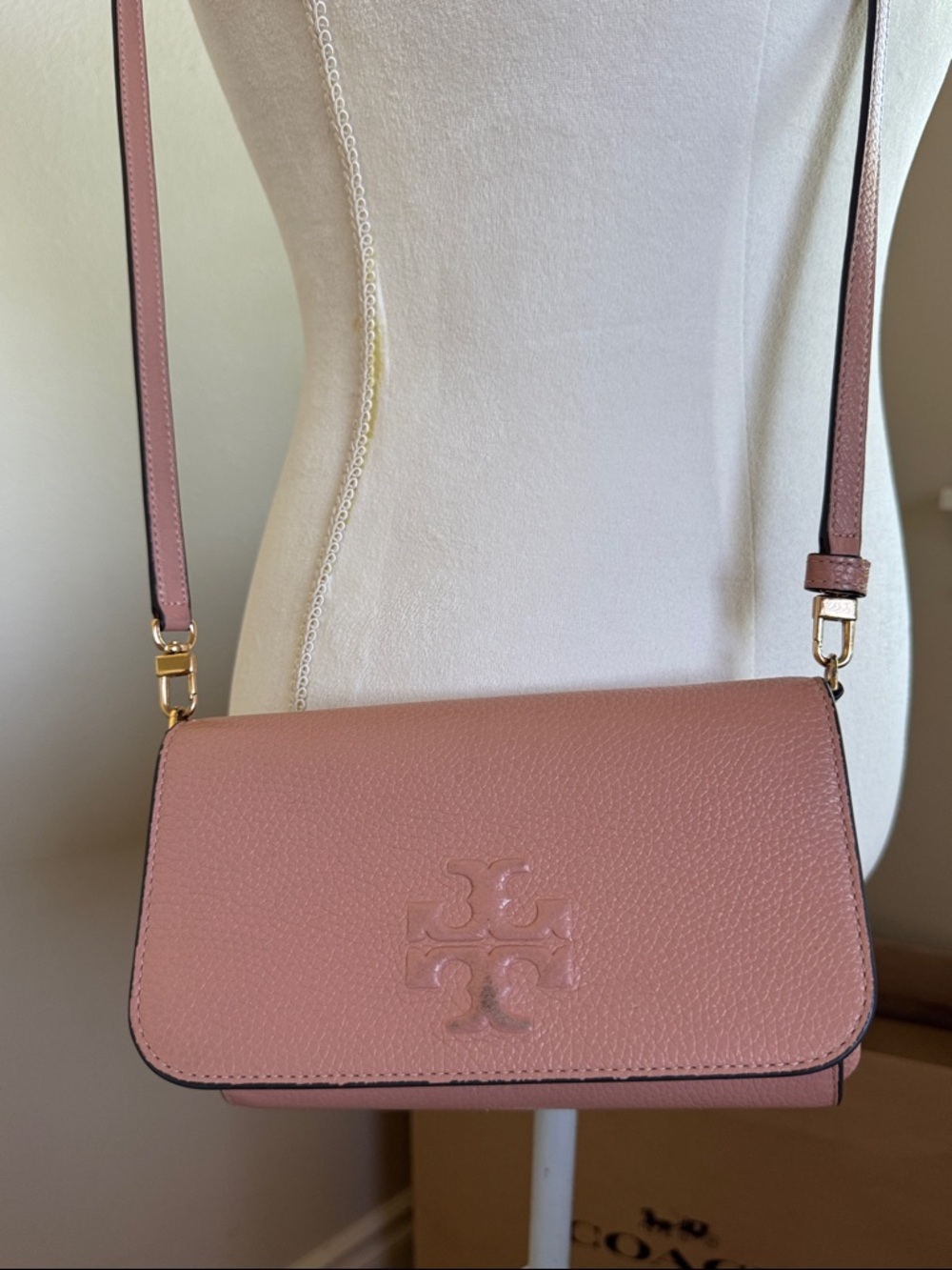 Tory Burch Pebbled Leather Crossbody in Dusty Rose - Picture 4 of 9